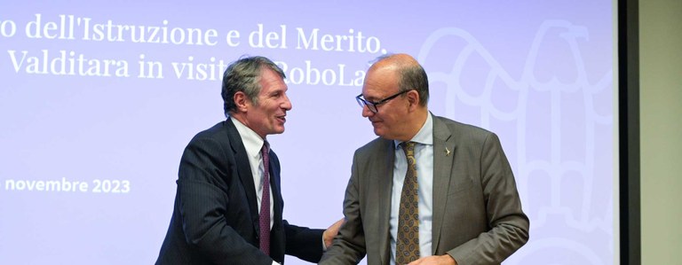 Il Ministro Valditara in visita a RoboLab. Spada: “Siamo un’eccellenza nazionale, ora lavoriamo per rafforzare le discipline tecnico-scientifiche”