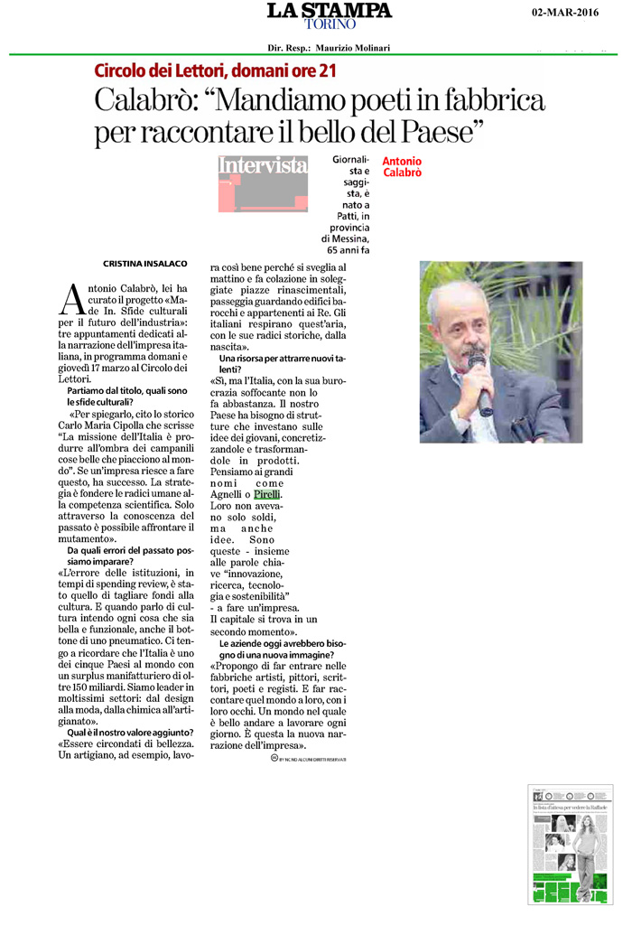 Intervista Calabro - La Stampa